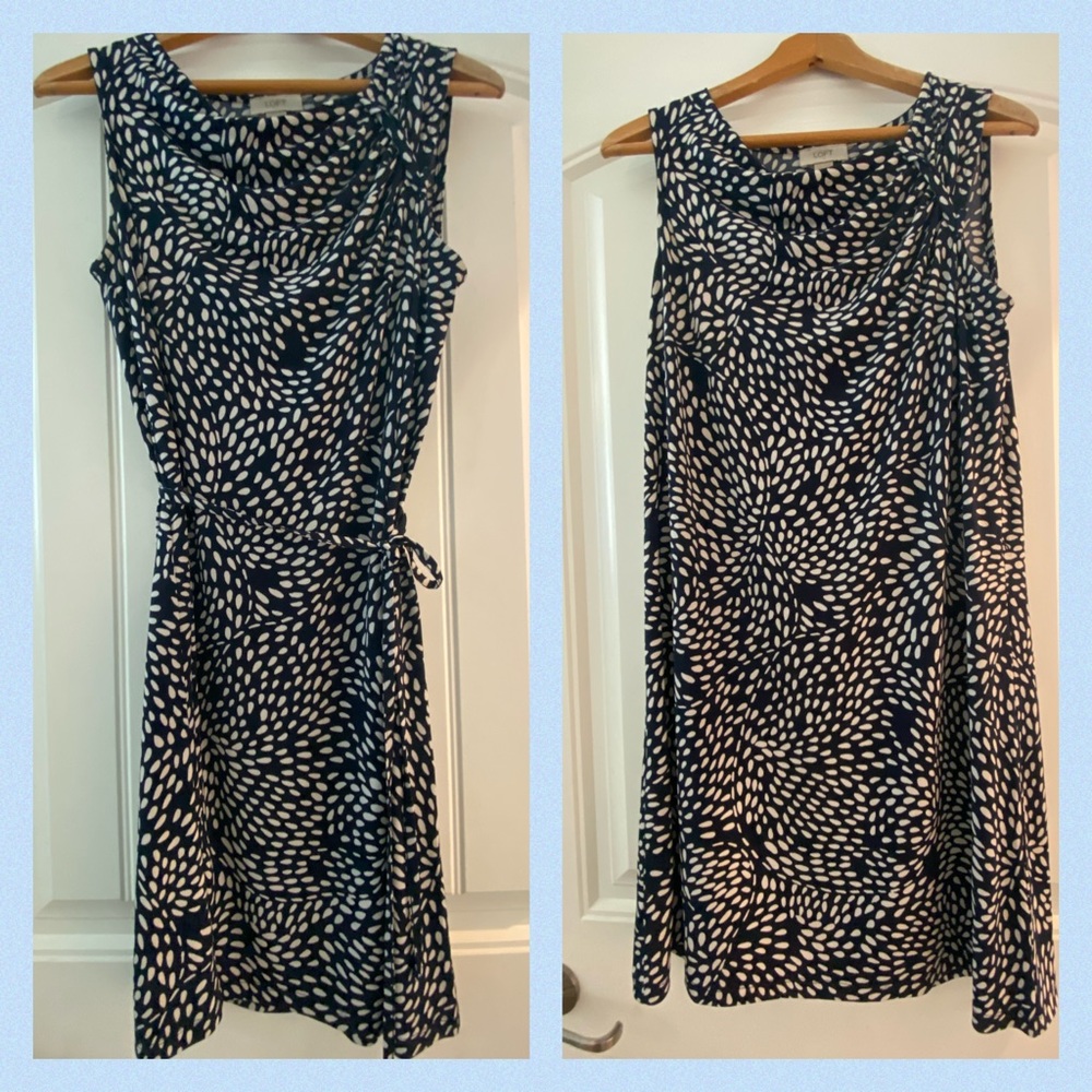 LOFT Navy Blue White Dot S Dress Casual Office LN
